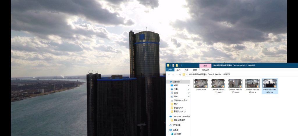 圖片[1]-城市樓房俯拍視頻素材Detroit Aerials