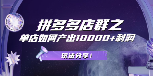 拼多多教程教你單店如何產生10000+的利潤-資源網站