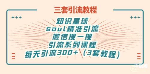 知識星球-靈魂Soul-微信搜一搜-引流系列課程-每天300+精準粉-3套教程分享-資源網站