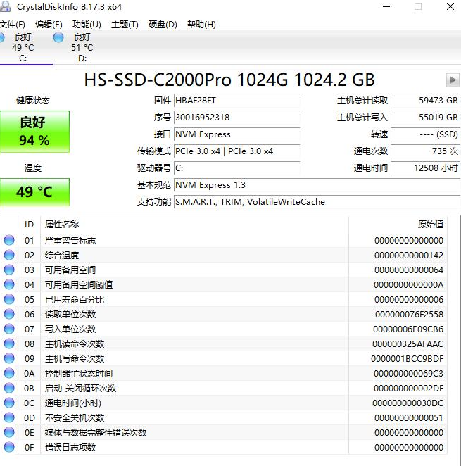 圖片[1]-電腦硬盤檢測工具CrystalDiskInfo-中文版