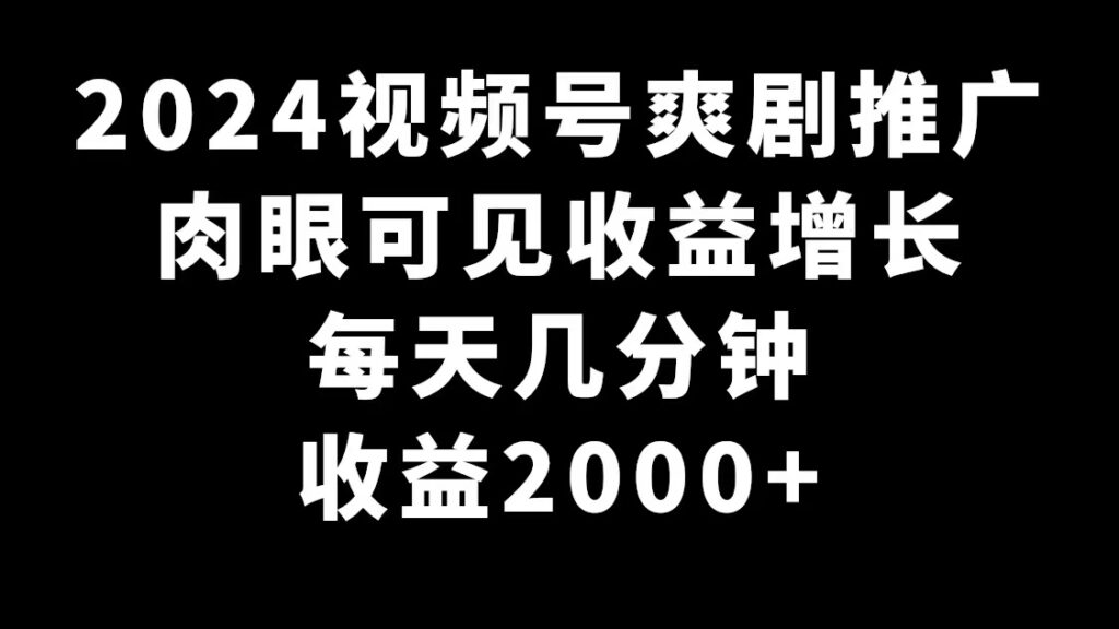 圖片[1]-視頻號爽劇推廣_實(shí)現(xiàn)日賺2000+！-資源網(wǎng)站
