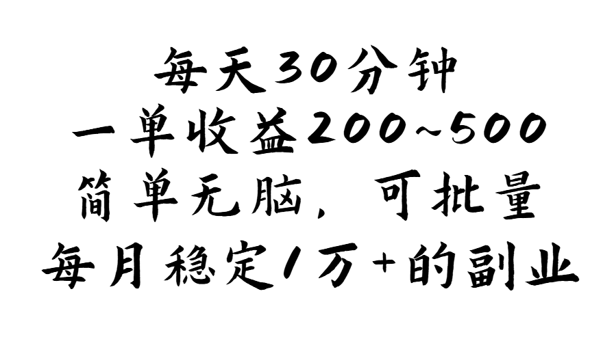 圖片[1]-每日30分鐘賺取200~500元_簡單高效_可大規(guī)模擴展_月入1萬-資源網(wǎng)站