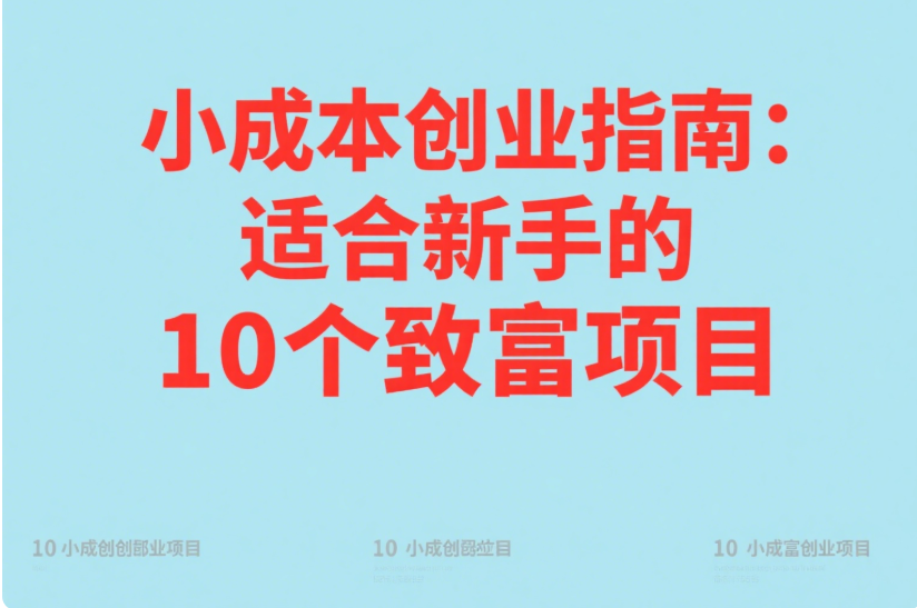 圖片[1]-小成本創業指南：適合新手的10個致富項目-資源網站