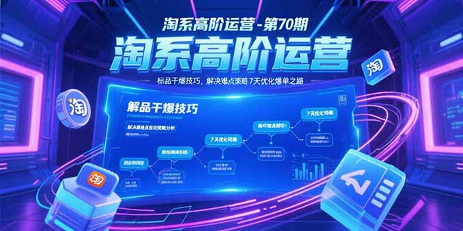 淘系高階運營第70期:標品爆發技巧全解析_難點突破策略大揭秘_頂級操盤手親授成功經驗-資源網站