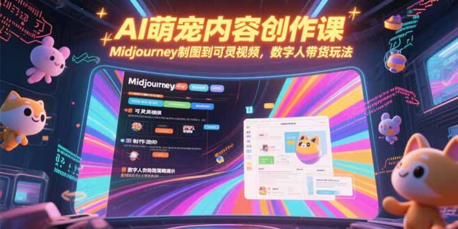 AI萌寵創作課:從Midjourney圖像制作到靈動視頻_數字人帶貨全攻略-資源網站