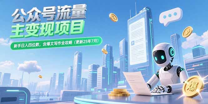 公眾號流量主變現秘籍:新手如何輕松實現日入四位數+爆文寫作全攻略-資源網站