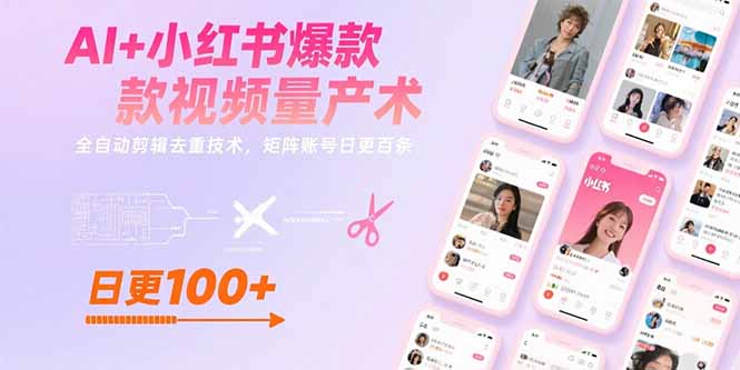 AI+小紅書爆款視頻量產術：全自動剪輯去重_矩陣賬號實現(xiàn)日更百條技巧-資源網(wǎng)站