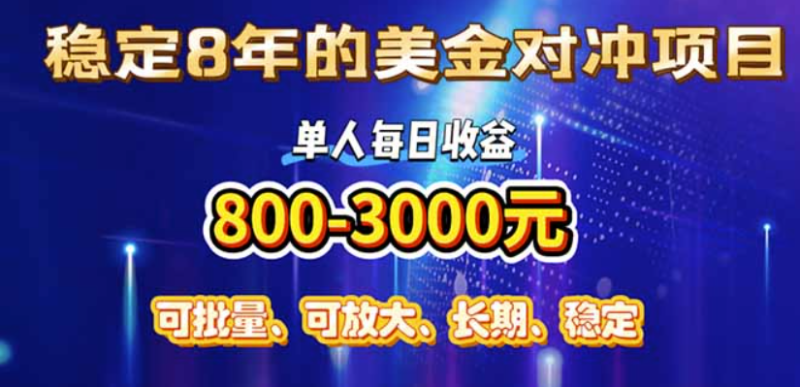 年賺百萬(wàn)的美金對(duì)沖創(chuàng)業(yè)項(xiàng)目-單人每天賺取800-3000元-小眾暴利行業(yè)