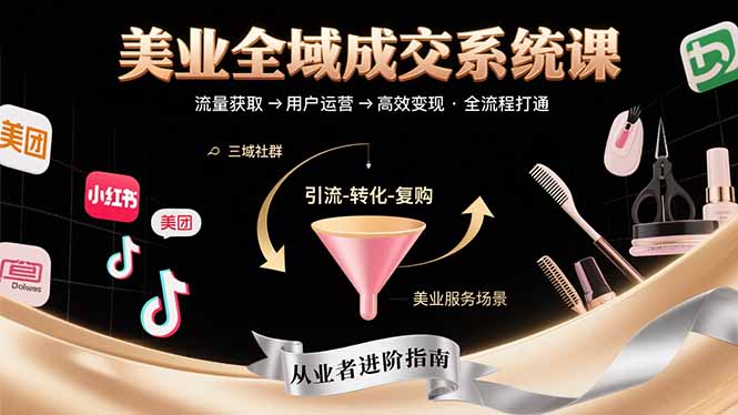 美業(yè)全域成交系統(tǒng)課程：打造高效變現(xiàn)閉環(huán)_助力從業(yè)者獲取精準(zhǔn)流量-資源網(wǎng)站