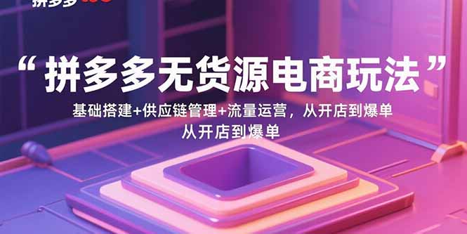 拼多多無(wú)貨源電商實(shí)戰(zhàn)課：26節(jié)課掌握全鏈路技能-爆單不是夢(mèng)