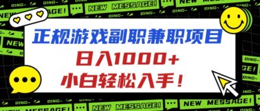 正規游戲副職兼職-小白日賺1000+的財富密碼