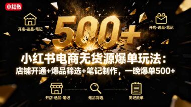 小紅書無貨源實戰課：6大章節-帶你開啟暴利電商之路