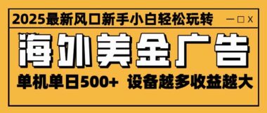 2025暴富新風口-海外美金廣告項目-單機日入500+_設備疊加收益無上限