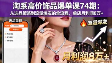淘系高價飾品74期課：從選品到爆單-全方位提升利潤
