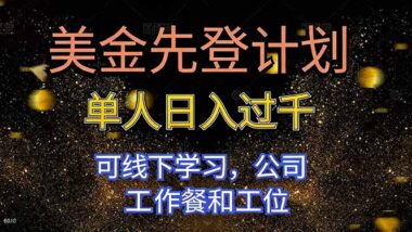 美金先登秘籍大揭秘-單人日賺破千-線下實操+公司福利全享-資源網站